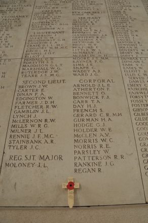 Davis OPJS memorial cross at Menin Gate