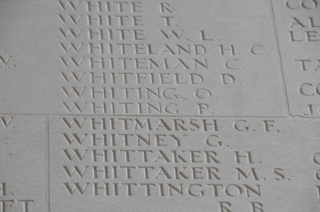 Whiting on Thiepval Memorial